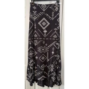 Womens Y2K Billabong Black Aztec Can't Help It  Jersey Maxi Skirt Casual Small